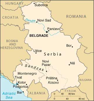Serbia and Montenegro on map