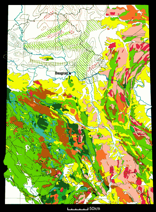 pedoloska karta vojvodine Geoloski Atlas Srbije   Geoloska karta Srbije sa okolinom pedoloska karta vojvodine