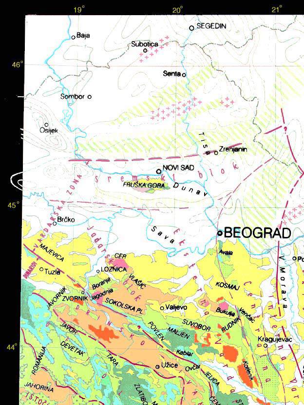 geološka karta srbije Srbija   Geoloska karta (severozapadni kvadrant) geološka karta srbije